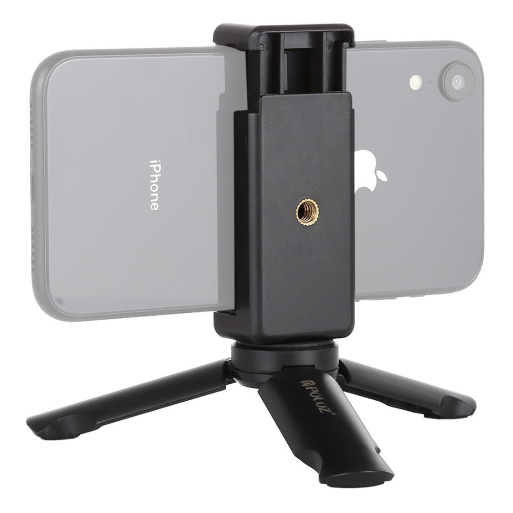 Smartphones Tripod Mini Portable Folding Plastic Tripod+Horizontal/Vertical Shooting Metal Clamp &Cold Shoe for Cell phone