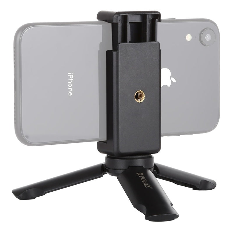 Smartphones Tripod Mini Portable Folding Plastic Tripod+Horizontal/Vertical Shooting Metal Clamp &Cold Shoe for Cell phone