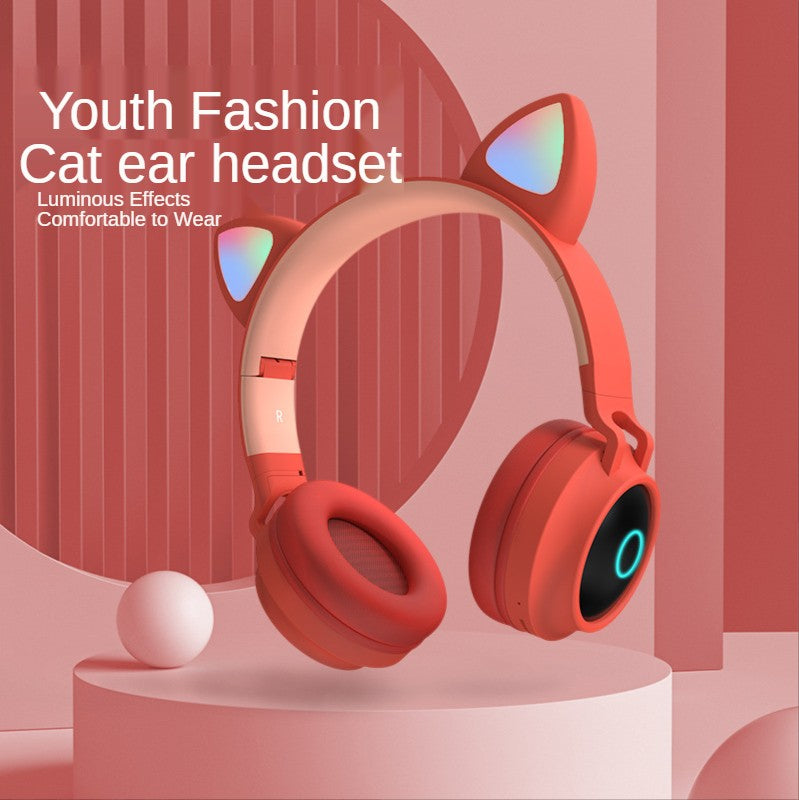 Hochwertiges Headset, Katzenohr-Kopfhörer mit Geräuschunterdrückung, Bluetooth 5.0, Kinder-Headset, TF-Karte, 3,5-mm-Stecker mit Mikrofon, kabellose Kopfhörer
