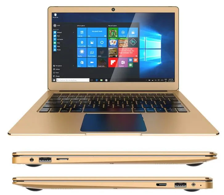 6GB DDR3 64GB+128GB EMMC 14 inch Intel Celeron N3450 Quad Core HD IPS Graphics 500 GAMING Laptop fast run games multi-language (Gold Intel Celeron) - GreatEagleInc
