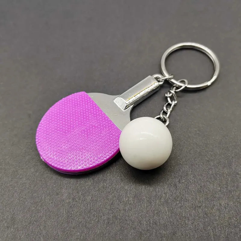 7 Colors Cute Ping Pong Racket Pendants Souvenir Table Tennis Ball Keychain Ball Sports Fans Key Ring Gift Ornament Accessories