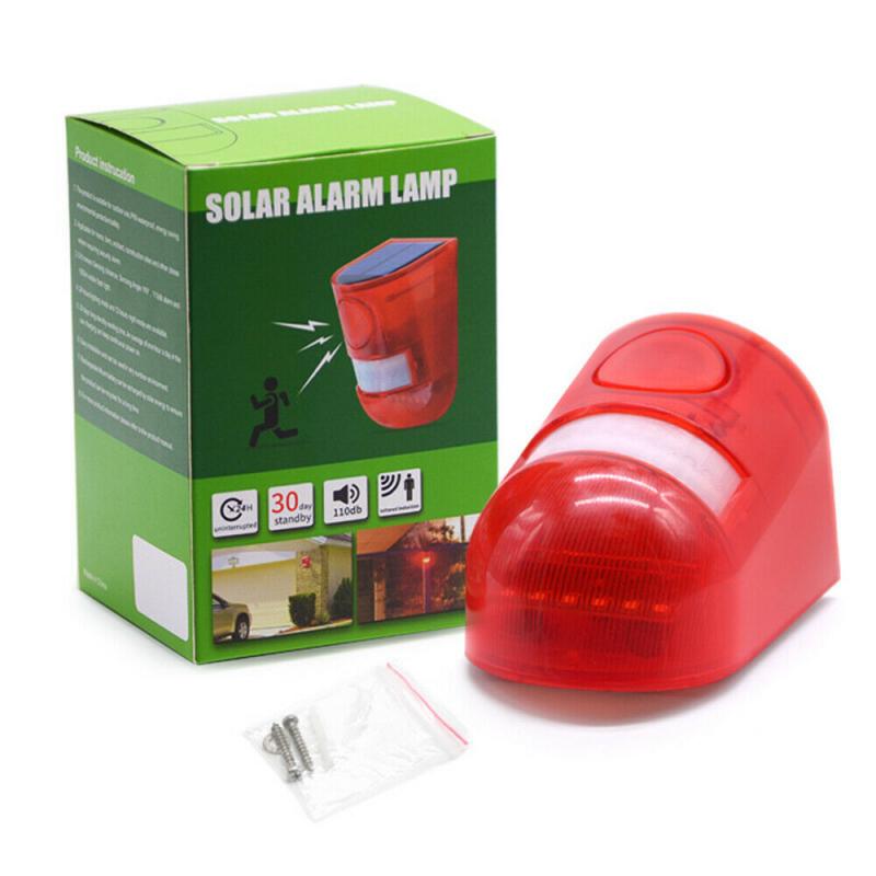 Solar Sound & Light Alarm Motion Sensor 110 Decibels Siren Sound Alert Flash Warning Strobe Security Alarm System for Farm Villa
