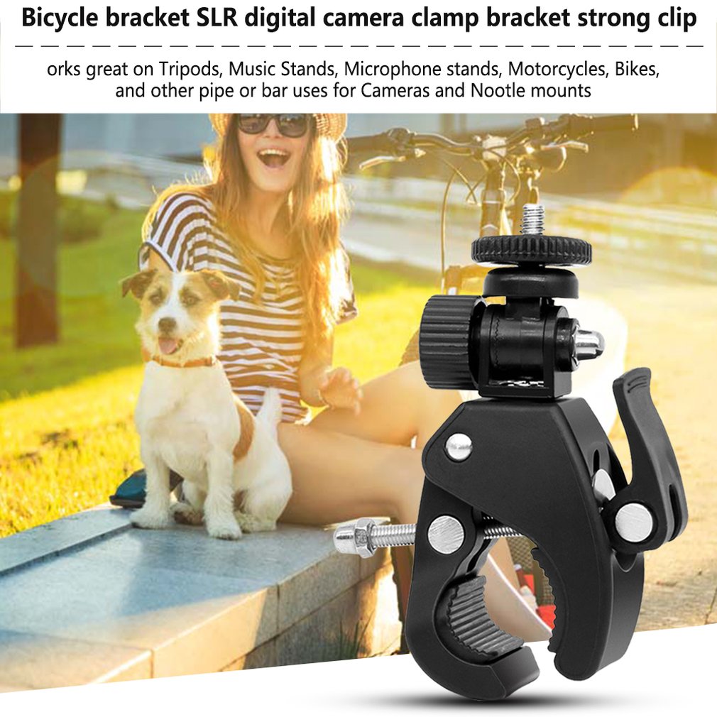 Motorcycle Bike Bicycle Handlebar Clamp With Camera Tripod Adapter for Go Pro Hero 7 6 5 4 SJCAM SJ4000 Yi 4K GoPro Accessories