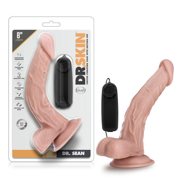 Dr. Skin Dr. Sean 8in Vibrating Cock W/ Suction Cup Vanilla