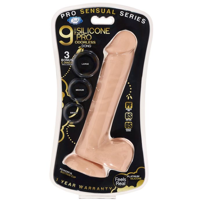 Pro Sensual Premium Silicone Dong W/ 3 C Rings 9 "