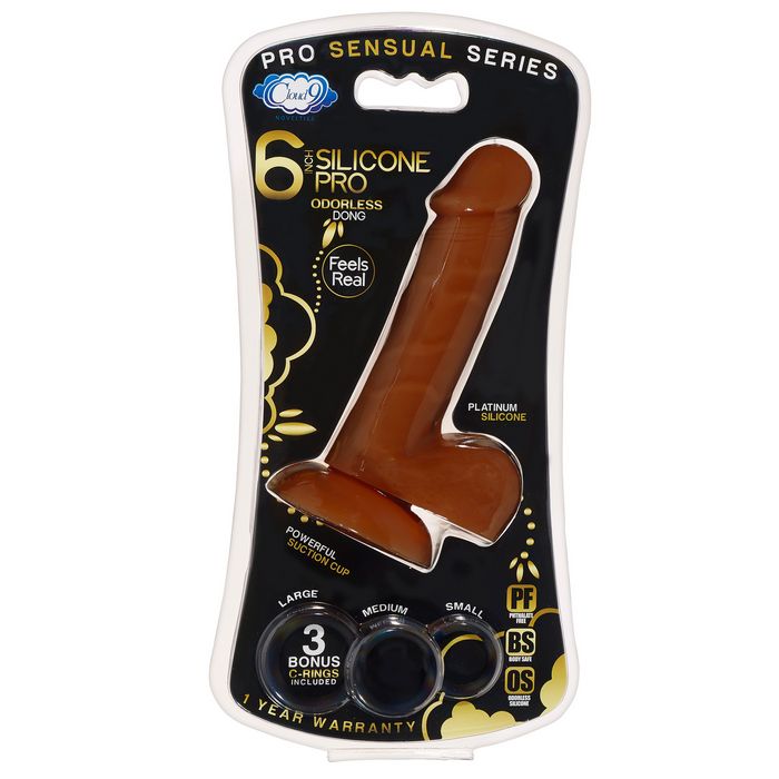 Pro Sensual Premium Silicone Dong W/ 3 C Rings Brown 6 " Default Title
