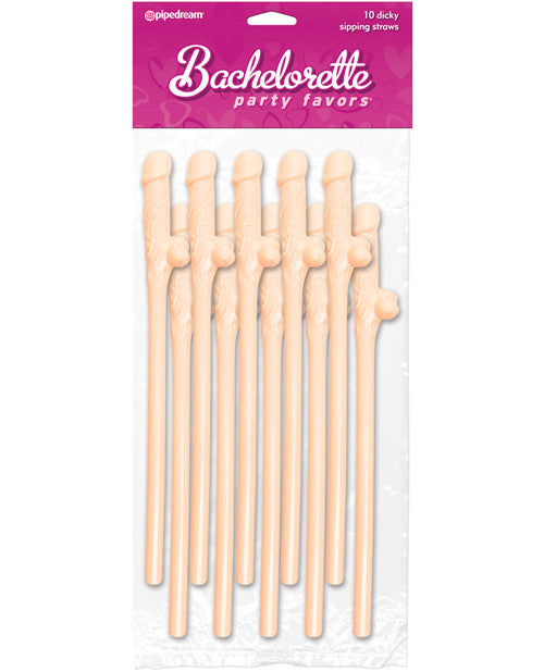 Bachelorette Party Favors Dicky Sipping Straws - Glow In The Dark Pack Of 10