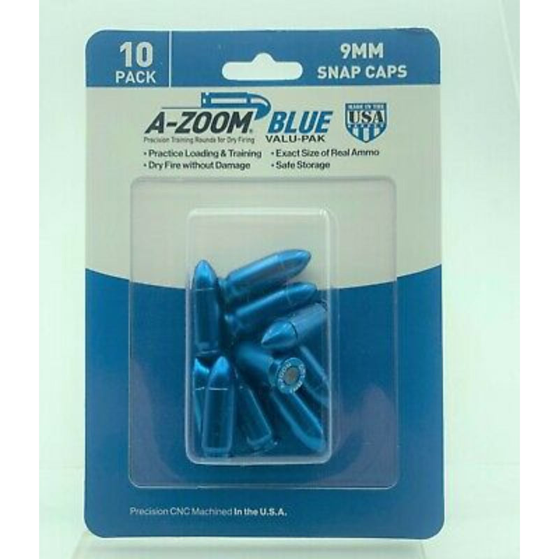 A-ZOOM 9MM LUGER Snap Cap BLUE 10PK