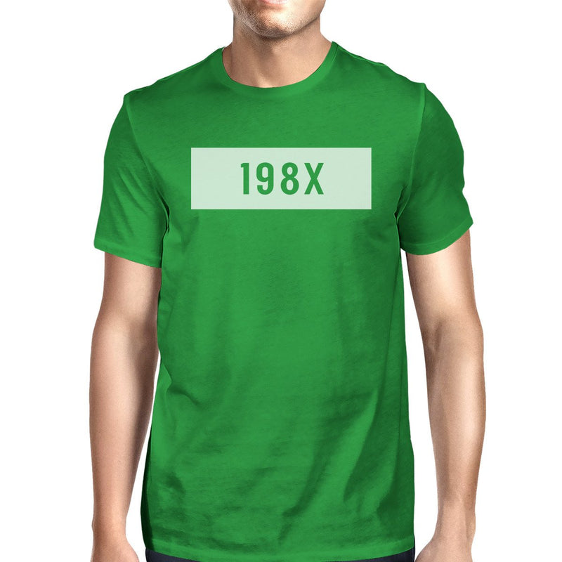 198X Men's Kelly Green Crew Neck T-Shirt Funny Graphic Summer Shirt