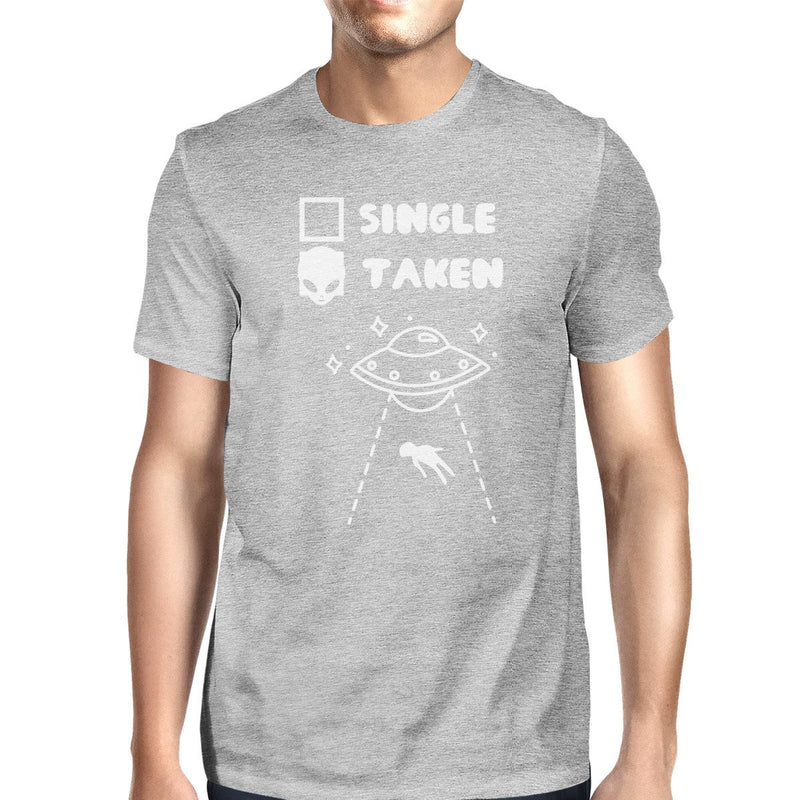 Single Taken Alien Mens Grey Unique Design Graphic T Shirt Crewneck