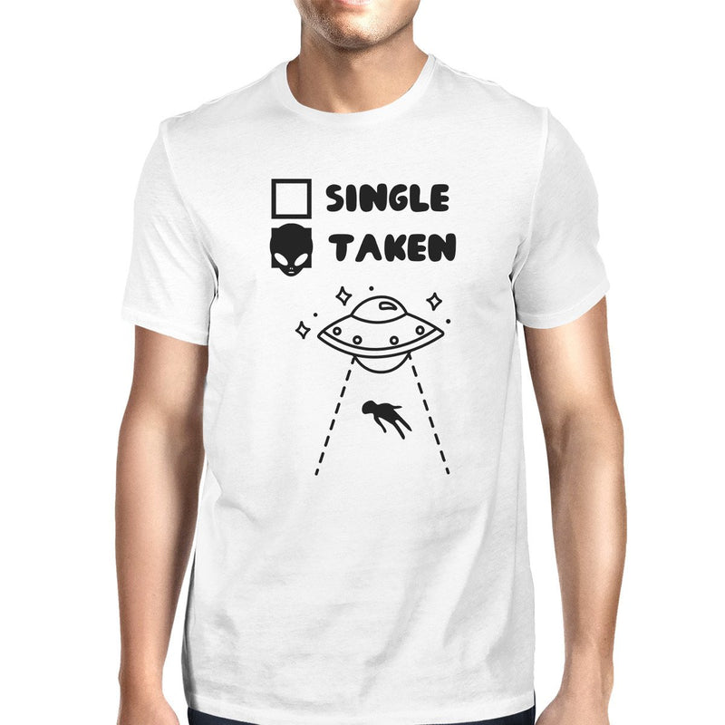 Single Taken Alien White Short Sleeve Round Neck T-Shirt For Men