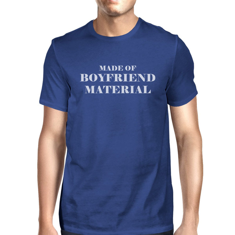 Boyfriend Material Mens Blue Round Neck T-Shirt Trendy Graphic Top