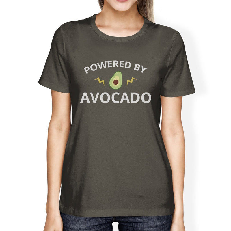 Powered By Avocado Women's Dark Grey Cute Graphic T Shirt For Her