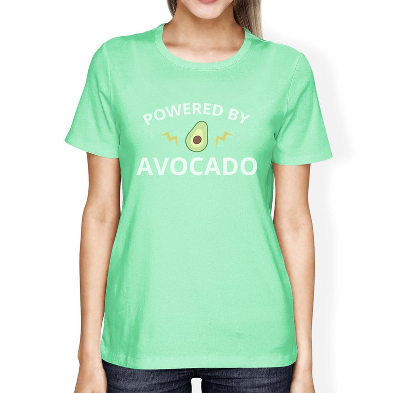 Powered By Avocado Mint Crew Neck Cotton Graphic T Shirt For Women