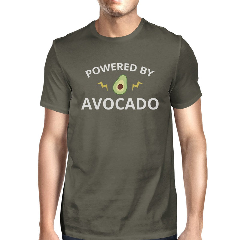 Powered By Avocado Men's Dark Grey Crew Neck T Shirt Gifts For Him