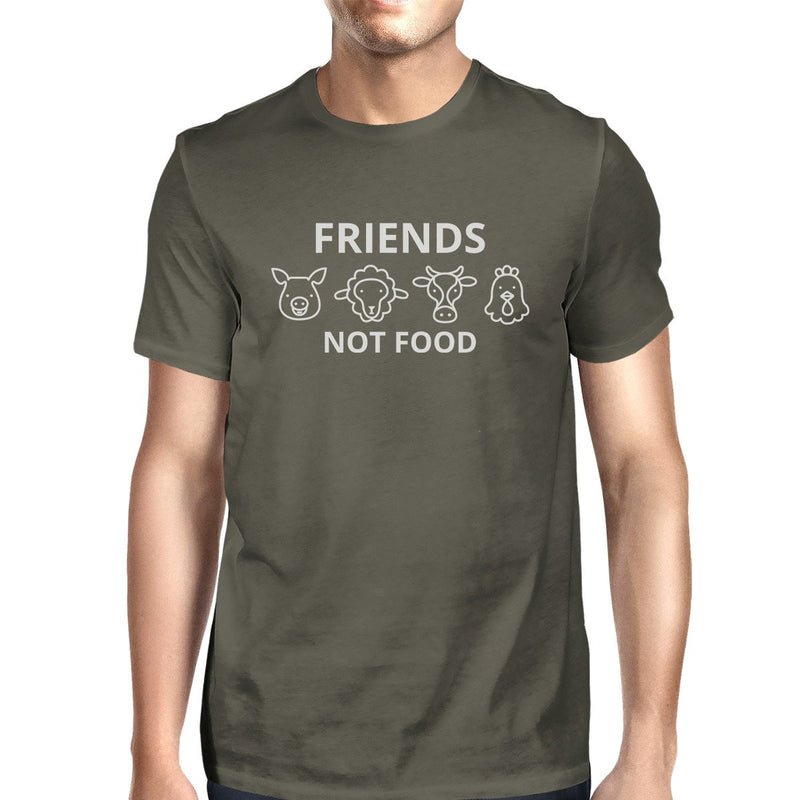 Friends Not Food Mens Dark Grey Crew Neck T Shirt Gift Idea For Him