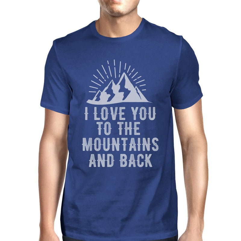 Mountain And Back Men's Blue Short Sleeve Round Neck Cotton Tee