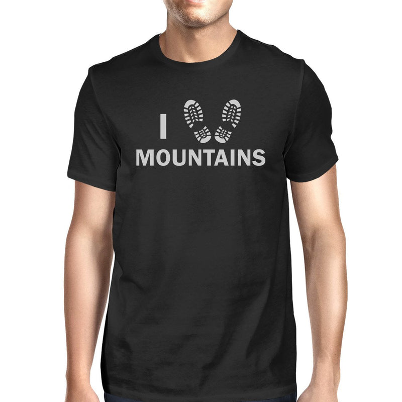 I Heart Mountains Mens Black Short Sleeve T-Shirt For Hiking Lovers