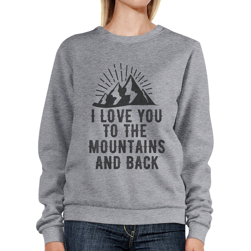 Mountain And Back Grey Sweatshirt Round Neck Fleece For Couples