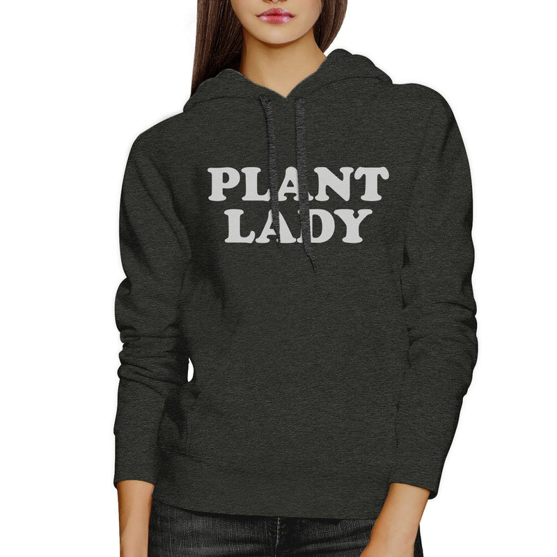 Plant Lady Unisex Dark Grey Hoodie Simple Letter Printed Fleece