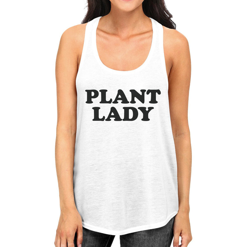 Plant Lady Womens White Racerback Sleeveless Shirt Simple Design