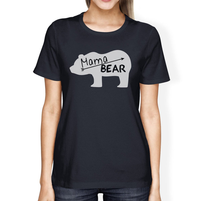 Mama Bear Women's Navy Cotton Tee Cute Graphic Gifts For New Moms