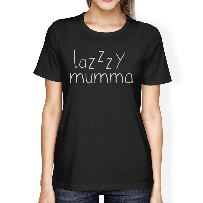 Lazzzy Mumma Women's Black Cute Short Sleeve Top Unique Design Tee