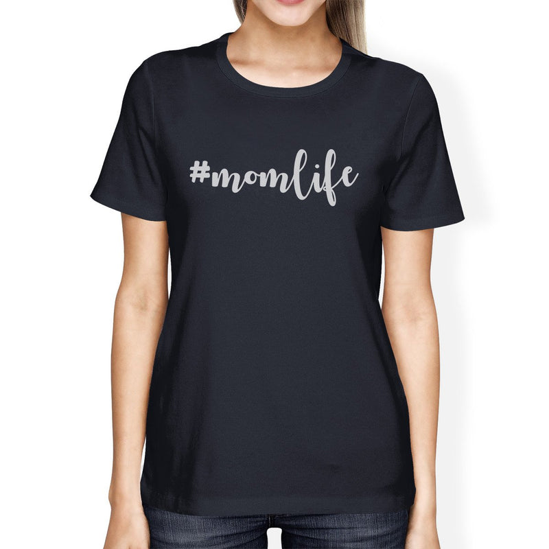 Momlife Women's Navy Cotton T Shirt Cute Design Top For New Moms