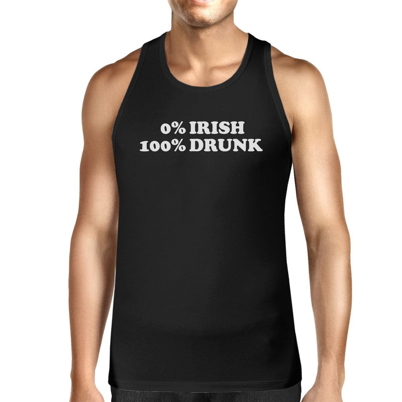 0% Irish 100% Drunk Men's Black St Patricks Day Tank Top Gift Idea