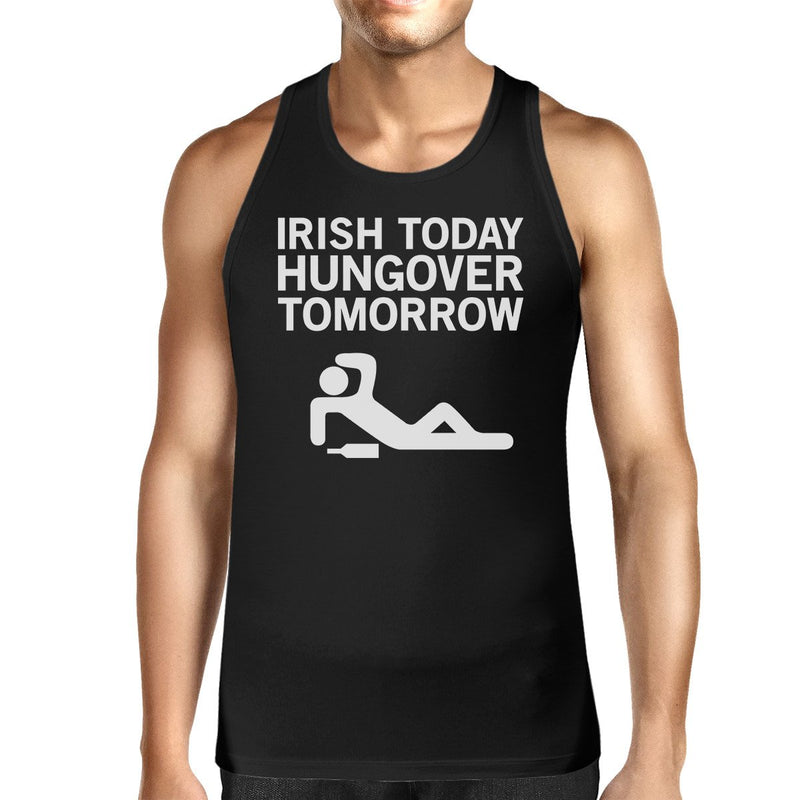 Irish Today Hungover Tomorrow Men's Black Graphic Cotton Tank Top