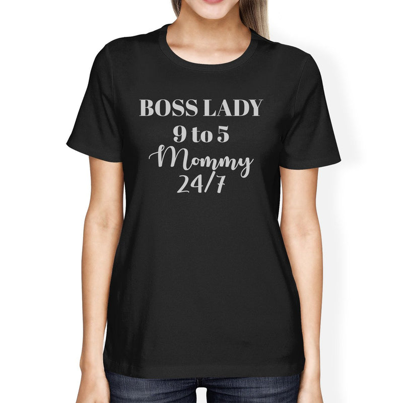 Boss Lady Mommy Women's Black Short Sleeve Tee Funny Gifts For Moms