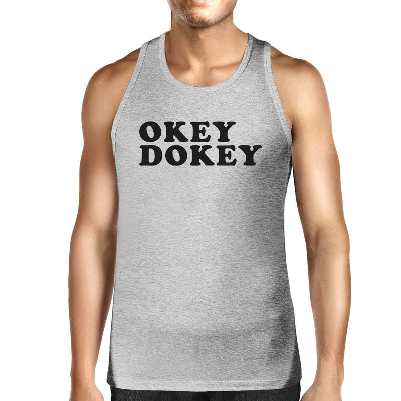 Okey Dokey Mens Grey Cotton Tank Top Unique Design Sleeveless Shirt