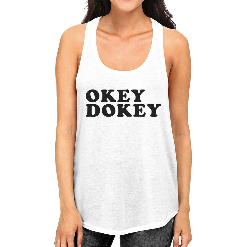 Okey Dokey Women's White Tank Top Simple Design Tanks Gift For Her