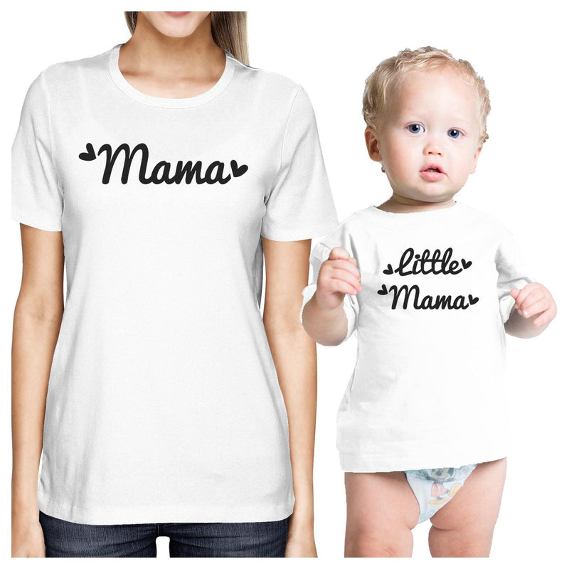 Mama & Little Mama White Mom and Baby Couple Shirt Baby Shower Gift