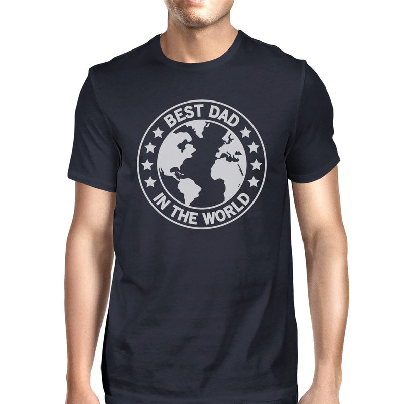 World Best Dad Mens Navy Graphic Tee Funny Dad Gift For Fathers Day