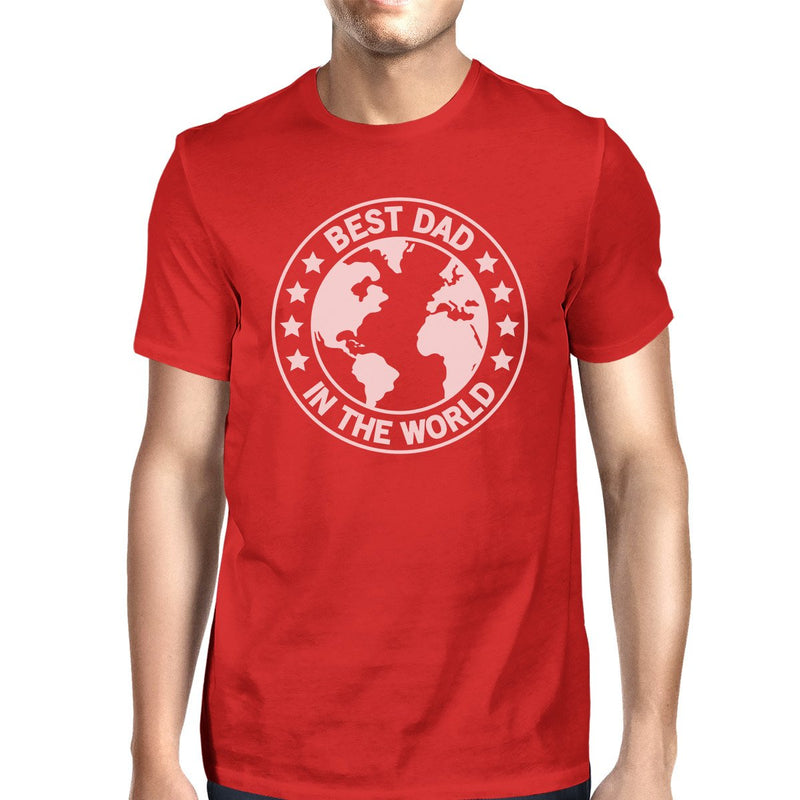 World Best Dad Mens Red Cotton T-Shirt Unique Design Tee For Dad