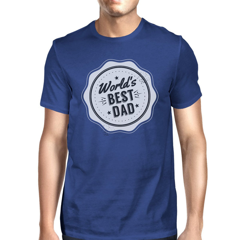 Worlds Best Dad Mens Blue Cotton T-Shirt Vintage Design Graphic Tee