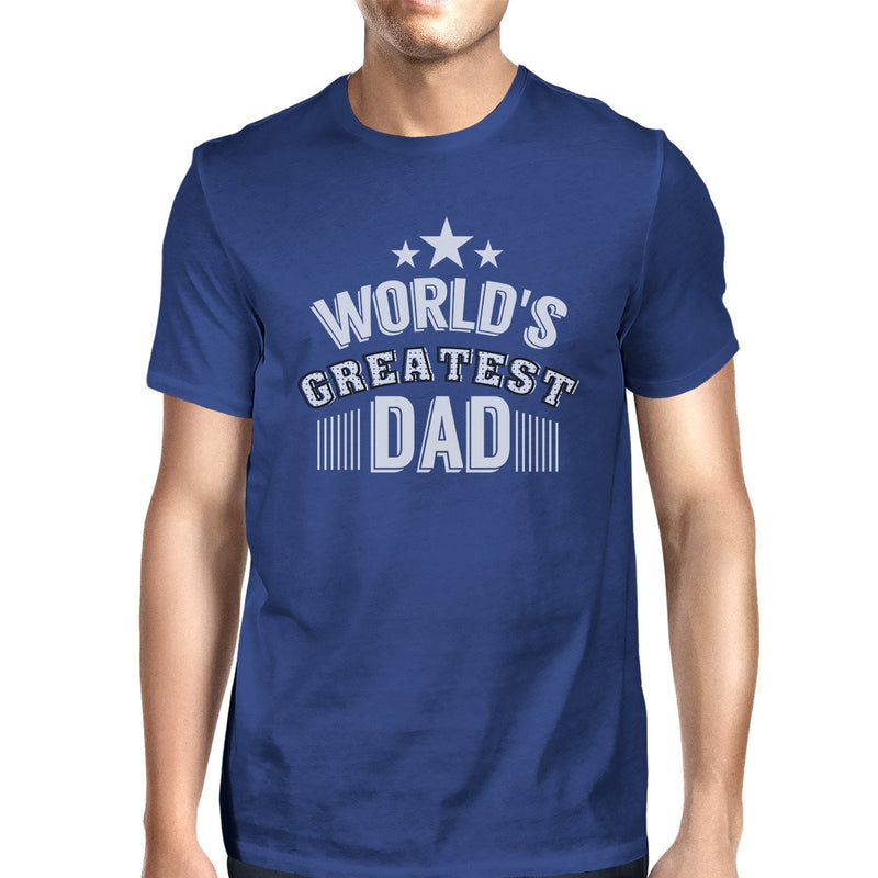 World's Greatest Dad Mens Blue Cotton T-Shirt Vintage Design Tee