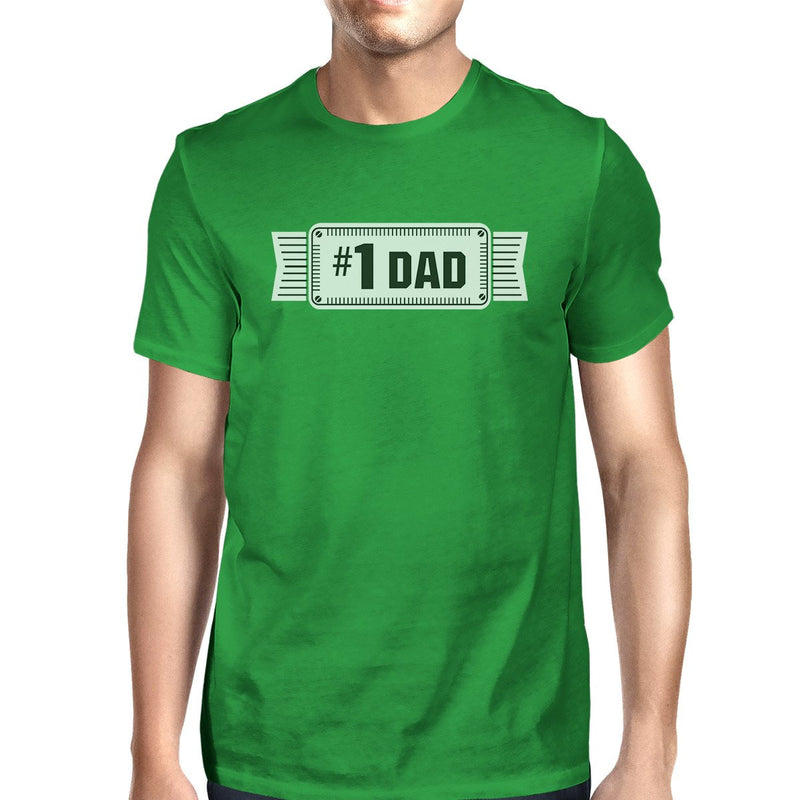 #1 Dad Mens Green Funny Fathers Day Graphic Shirt Unique Dad Gifts