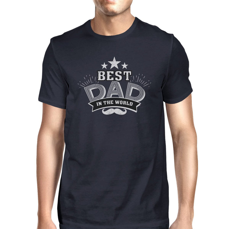 Best Dad In The World Mens Navy T-Shirt Vintage Design Graphic Tee