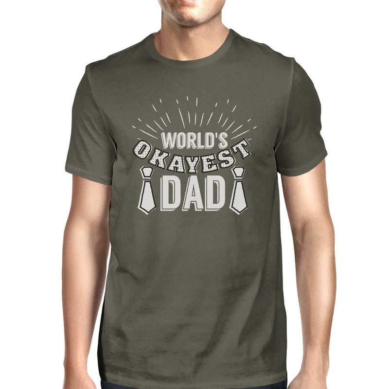 Worlds Okayest Dad Mens Dark Gray Graphic Tee Funny Gifts For Dad