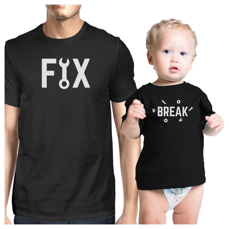 Fix And Break Black Matching Graphic T-Shirts For Dad and Baby Boy