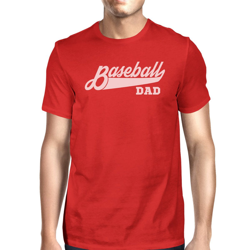 Baseball Dad Men's Red Unique Design T Shirt For Dad Birthday Gifts