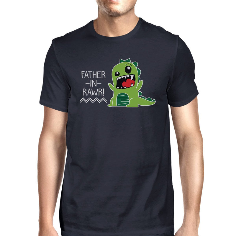 Father-In-Rawr Mens Navy Dinosaur Design T Shirt Funny In Law Gifts