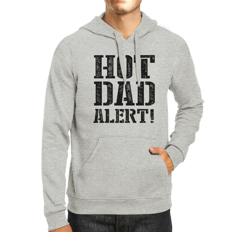 Hot Dad Alert Unisex Grey Hoodie Cute Fathers Day Gift For Him