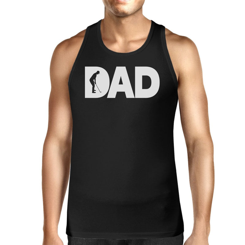 Dad Golf Mens Black Cotton Tank Top Funny Graphic Tee For Gold Dads