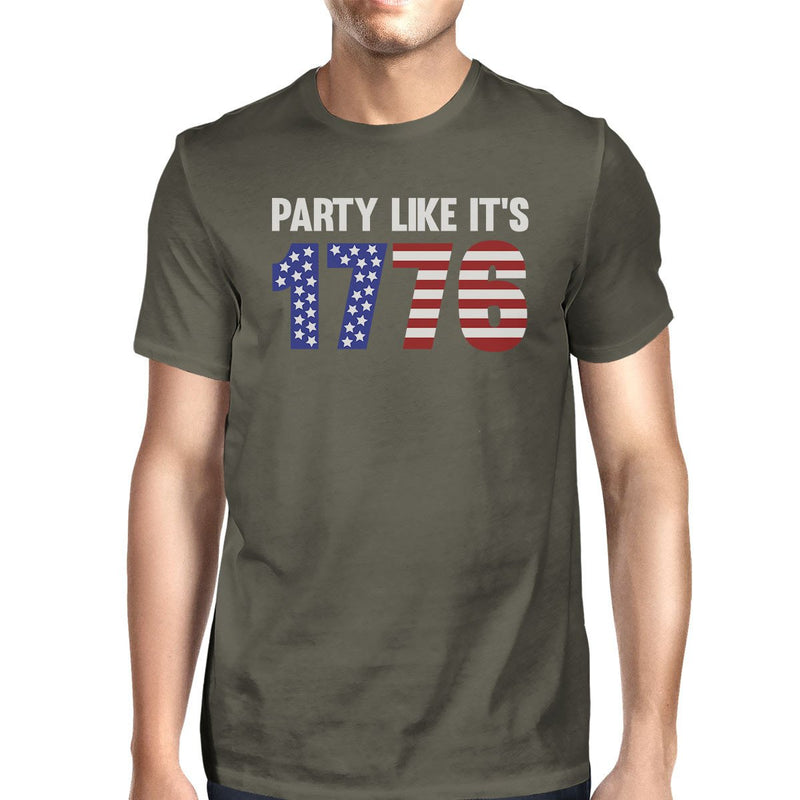 Party Like It's 1776 Mens Dark Grey Round Neck Tee Funny Design Top