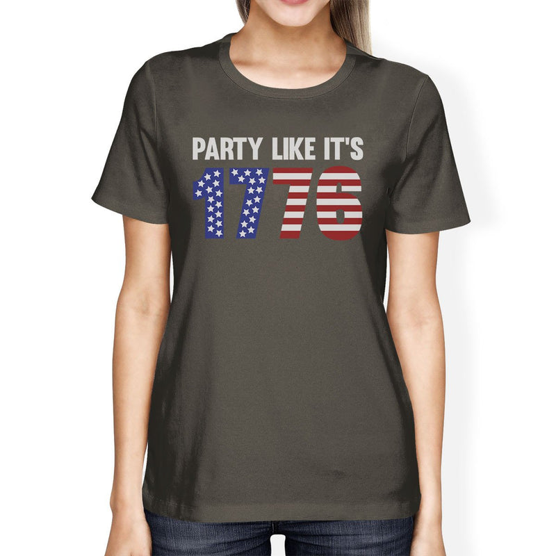 Party Like It's 1776 Womens Dark Grey Round Neck Tee Funny Design