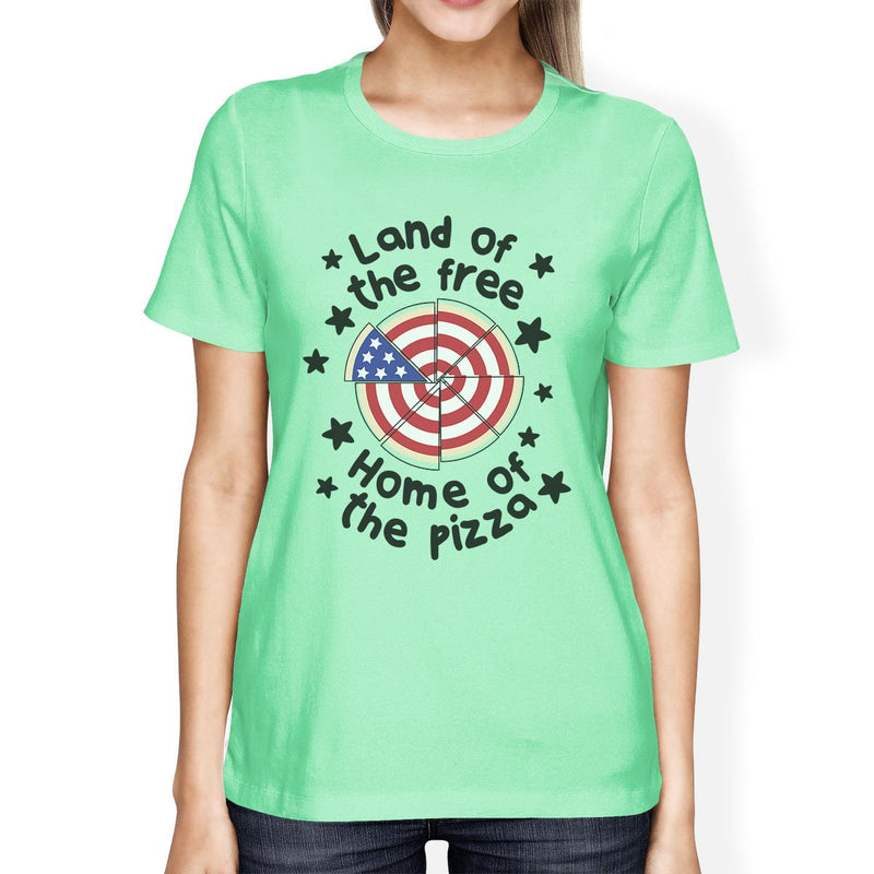 Land Of The Free Cute Womens Mint Short Sleeve Tee For 4th Of July