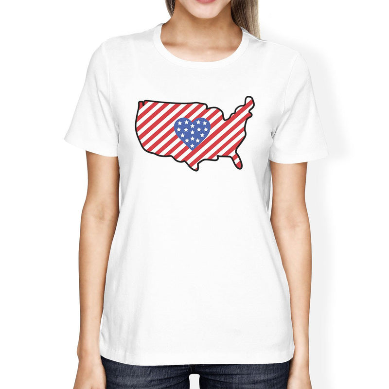 USA Map Super Cute American Flag T-Shirt For Women Gifts For Her